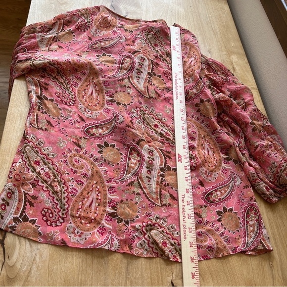 SUNDANCE SILK TOP SZ S PAISLEY BOHEMIAN RUFFLE INDIE BALLOON SLEEVES FLOWY - Picture 11 of 12